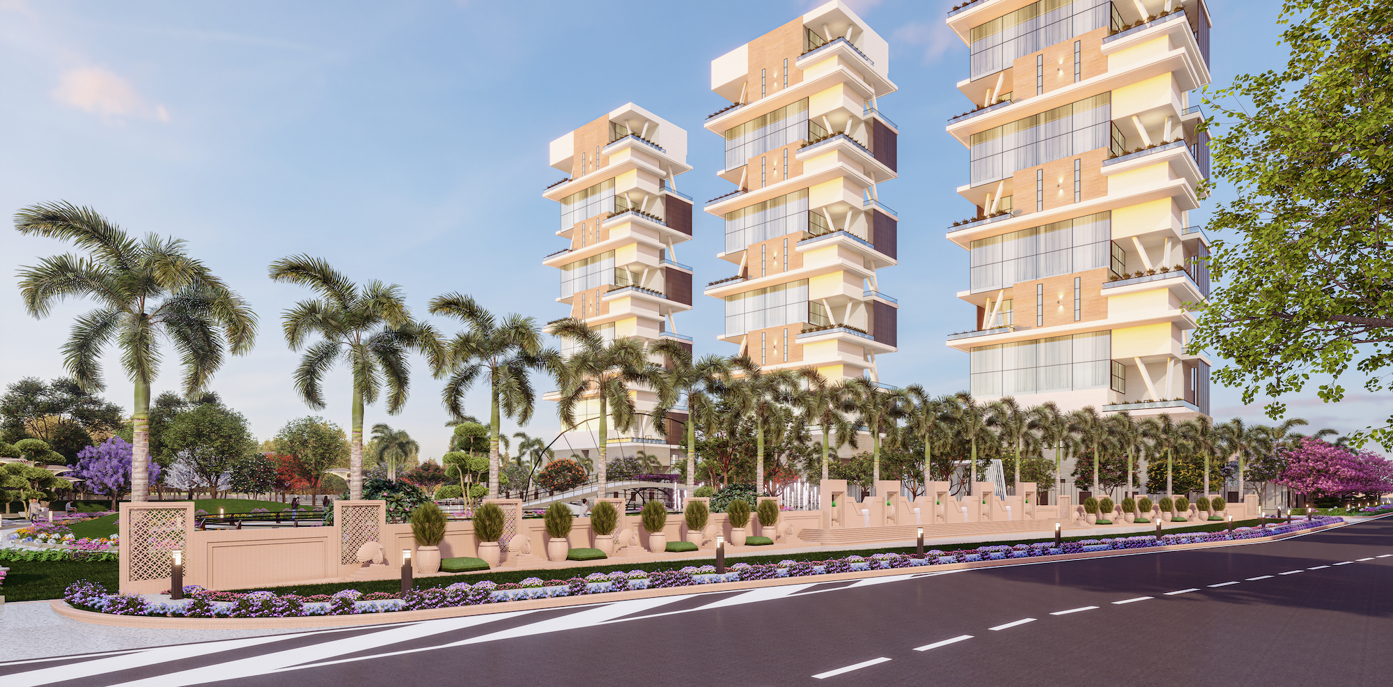 Floret Town Lucknow residential plot development - modern villa buildings